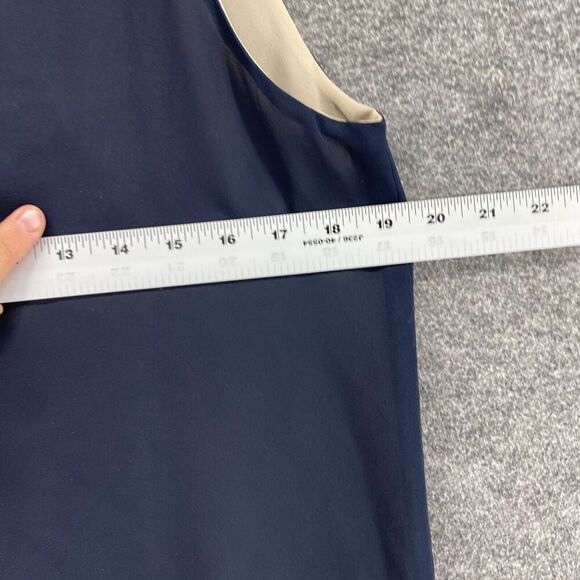 5/$45 Liz Claiborne Blouse Women 8 Blue Sleeveless Wide Strap Round Neck - Picture 5 of 8